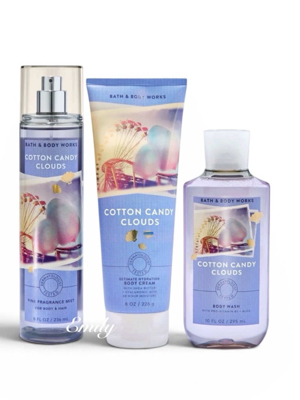Bath & Body Works Cotton Candy Cloud Body Care Set Bundle
